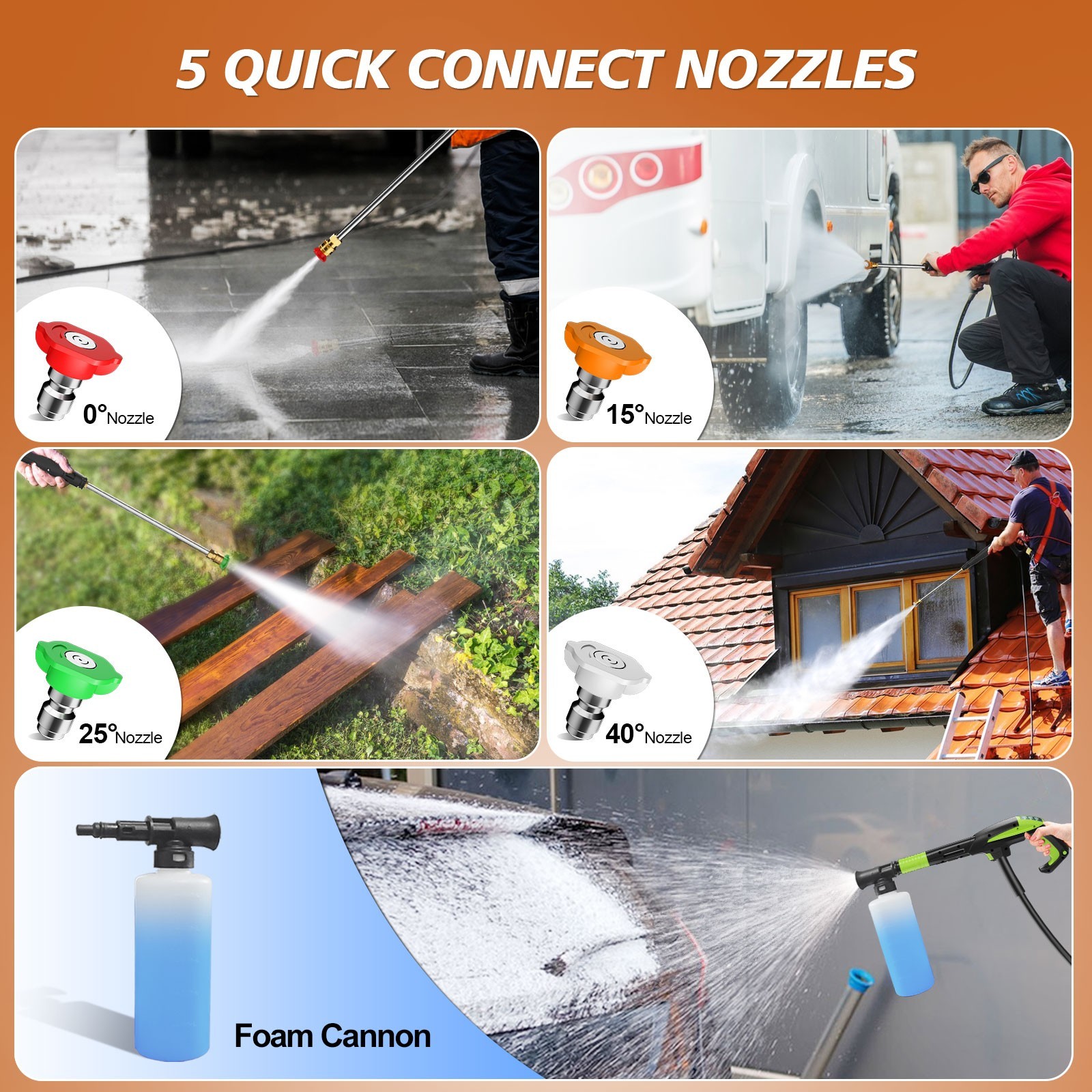 Pressure Washer 4500PSI 3.9GPM, 15-Level Touch, 4 Wheels, 4 Nozzles, for Car