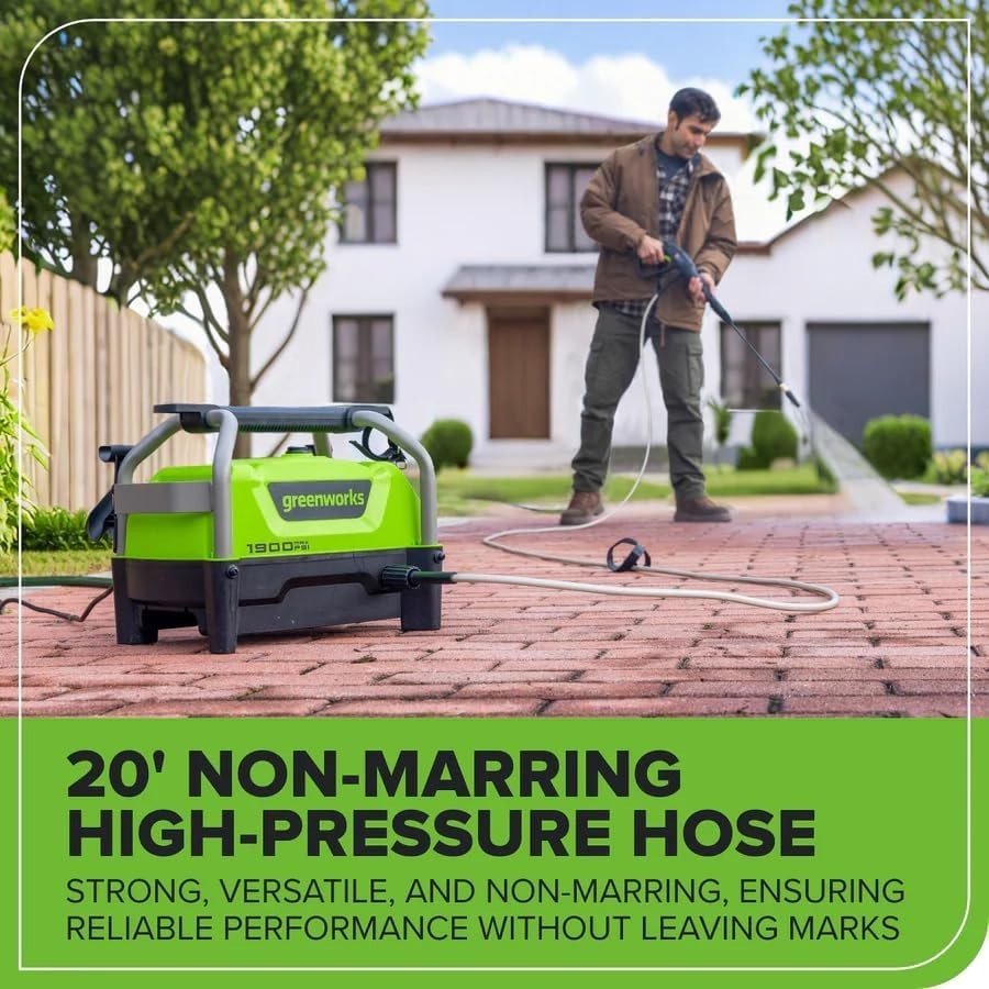 Lightweight 1900 PSI Compact Pressure Washer with Turbo Nozzle & 3-