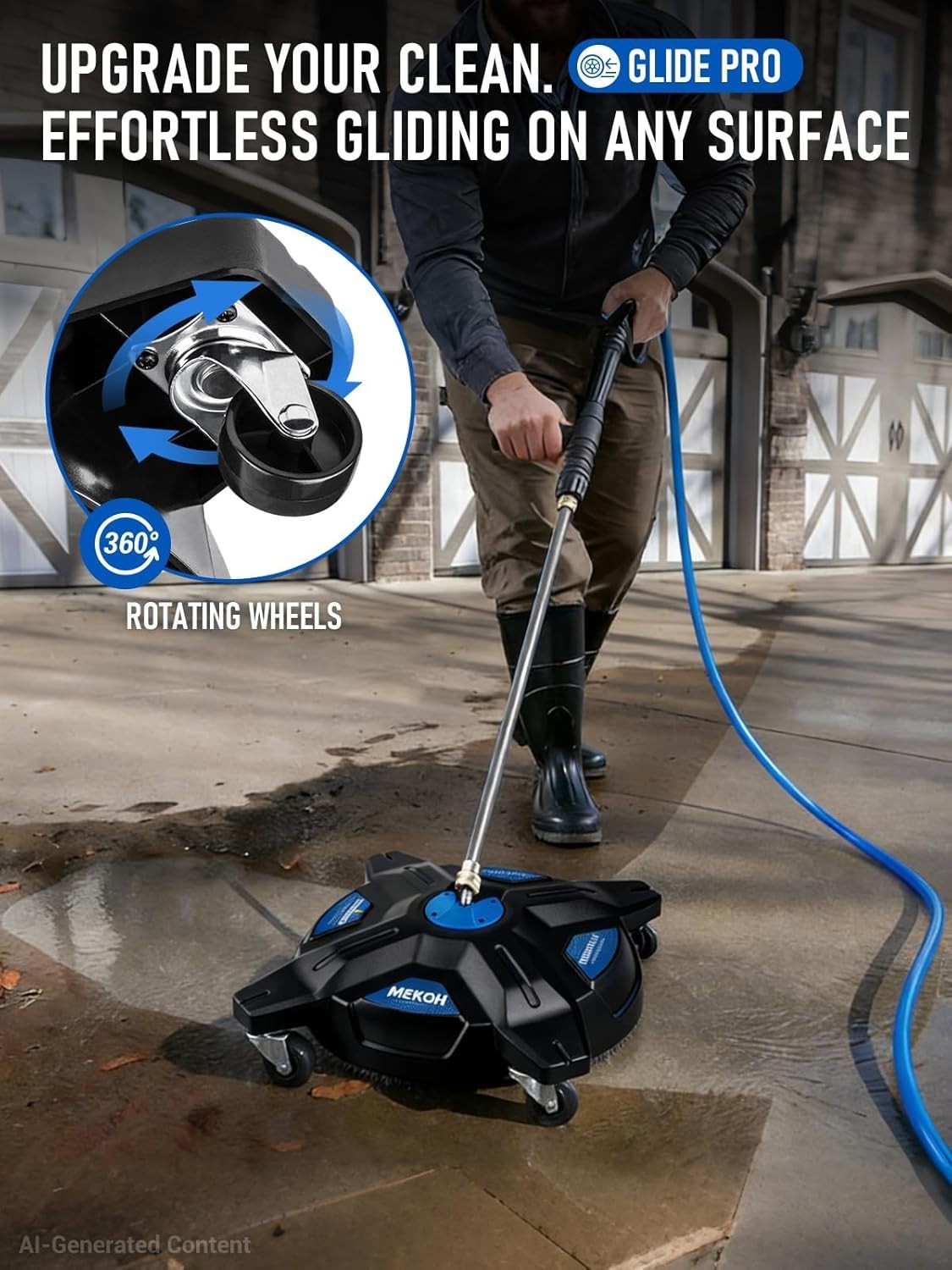 16.5” Pressure Washer Surface Cleaner, Large Lightweight Driveway Pressure Wa…