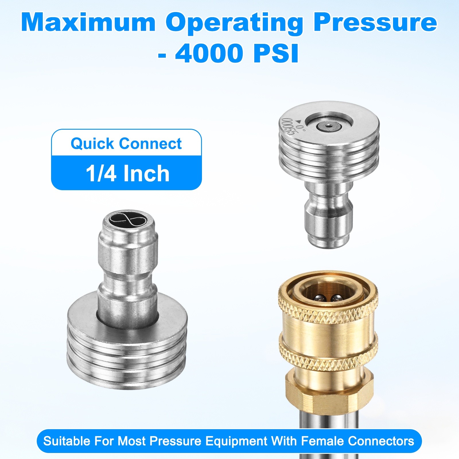 2-Pack 0 Degrees Pressure Washer Nozzle Tips, 1/4 Inch Quick Connect, 1.400mm
