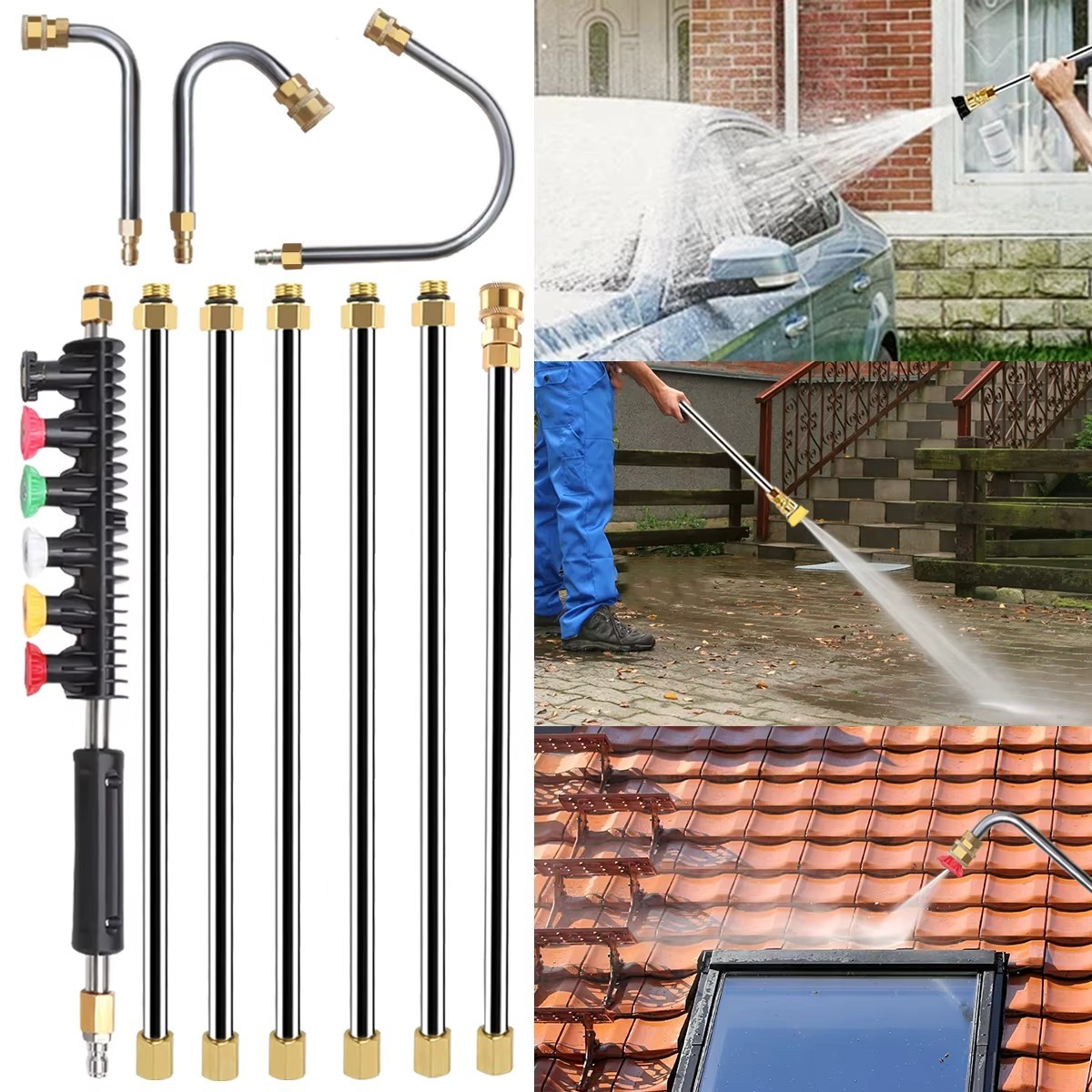 High Pressure Washer Extension Wand 1/4 Set of 10 39cm 40cm Straight Pole