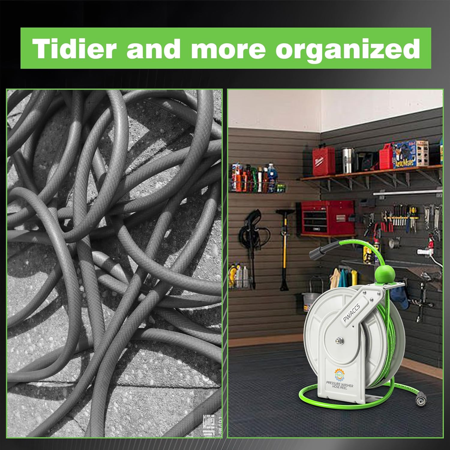 Retractable Pressure Washer Hose Reel, Heavy Duty Power Washer Hose Reel 1/4″ X