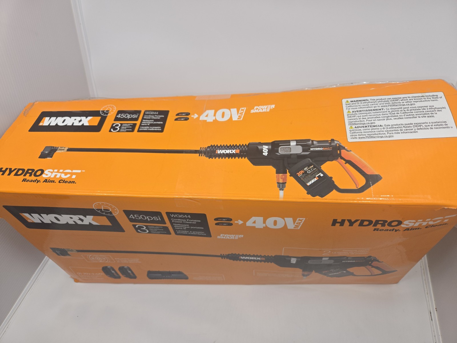 WORX HydroShot WG644 40V Cordless Power Cleaner, Adjustable Nozzle, 450 PSI