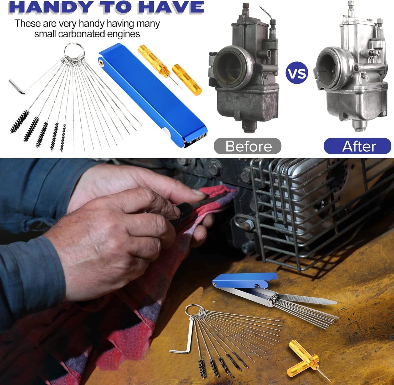 Torch Tip Cleaner, Stainless Steel Carburetor Cleaning Kit Heavy Duty, Densit…