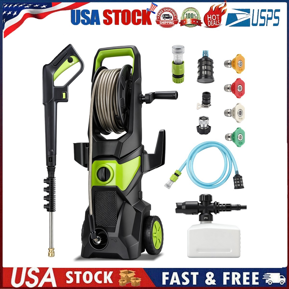 5000PSI Electric Pressure Washer 3.2GPM Cold Water Machine Foam Bottle Kit Kit