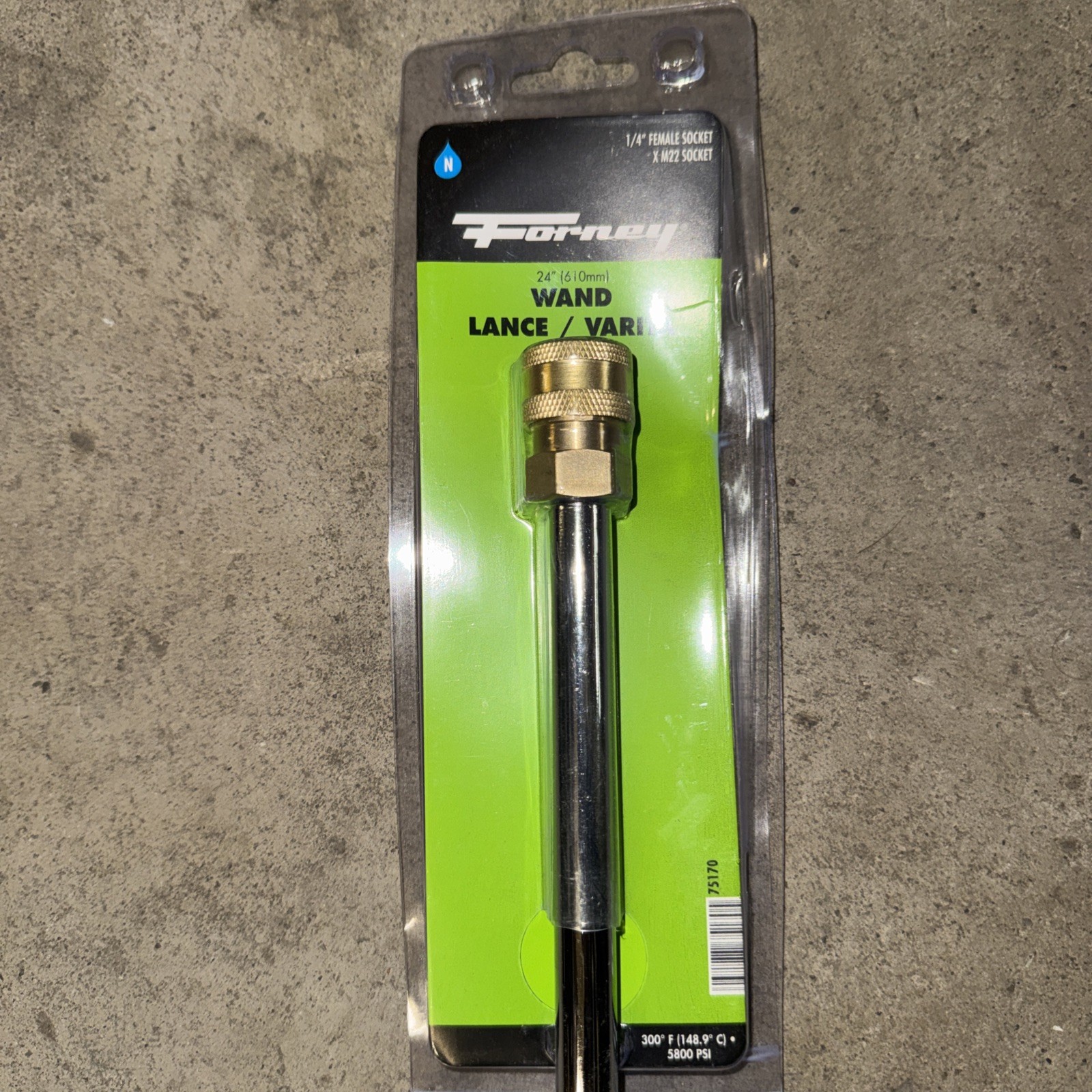 Forney 75170 High Pressure Washer Wand 24″ x M22 Male Screw Nipple x 1/4″ Femal