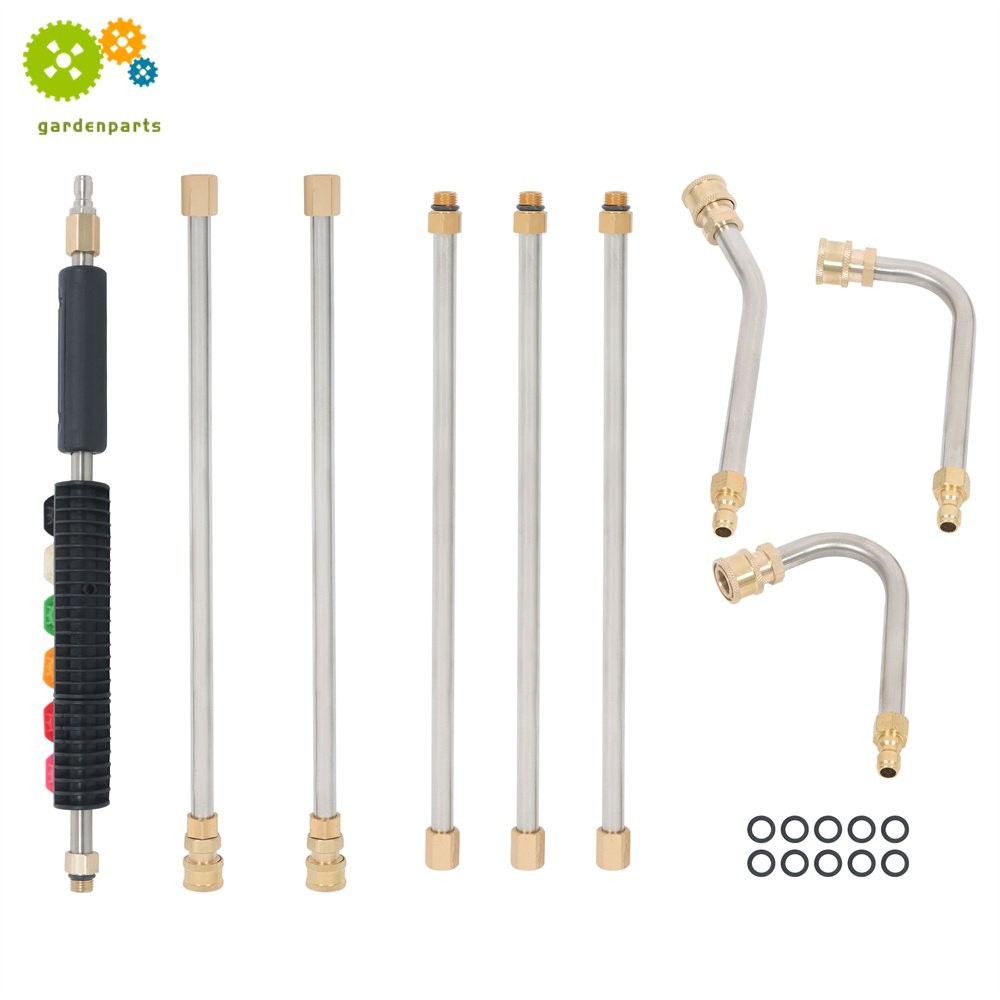 9-Piece Set Of 4000 PSI High Pressure Water Gun Extension Rod 1/4’’Quick Connect