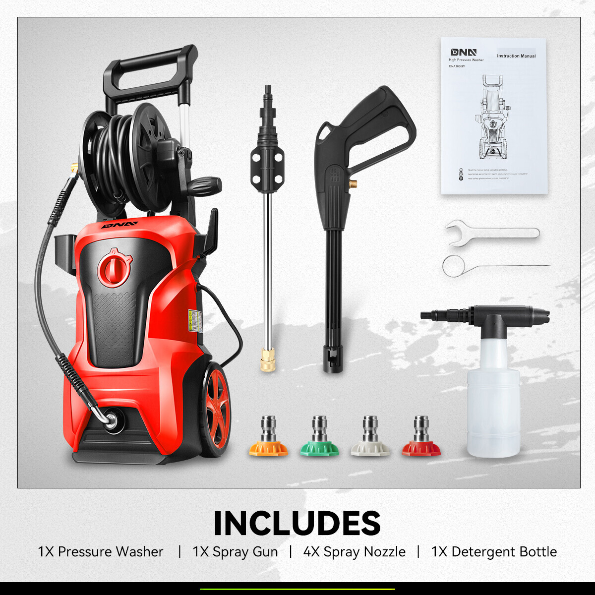 2176 PSI 2.4GPM High Pressure Power Washer Portable Electric Cleaner Machine