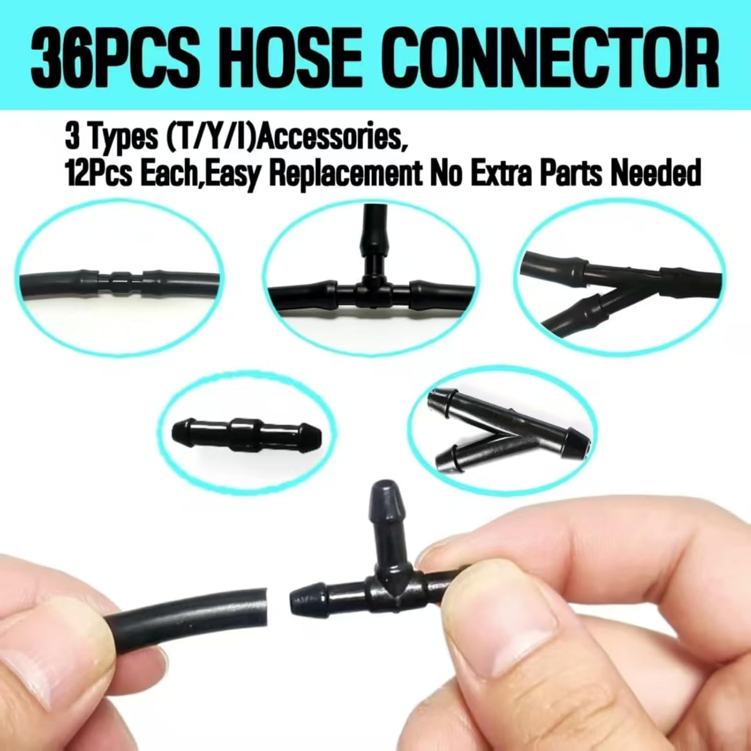 Windshield Washer Hose Kit,4M Rubber Hose with 36 Pcs Leak-Proof Connectors,Fits