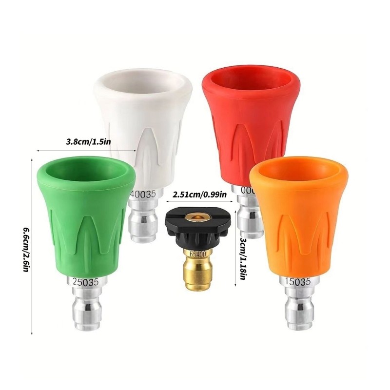 5PcsHigh Pressure Washer Nozzle 1/4 Quick Connect Plastic Metal Design Tips