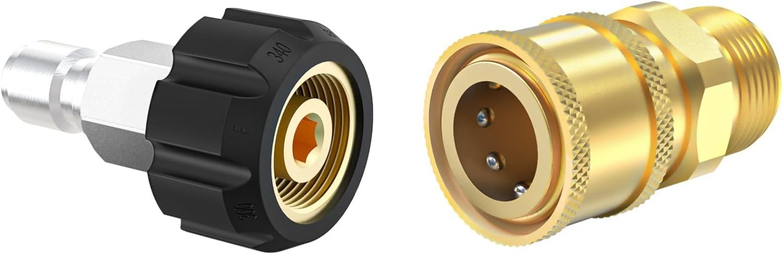 M22 14mm to 3/8″ Brass Quick Connectors – 2-Piece Pressure Washer Fittings