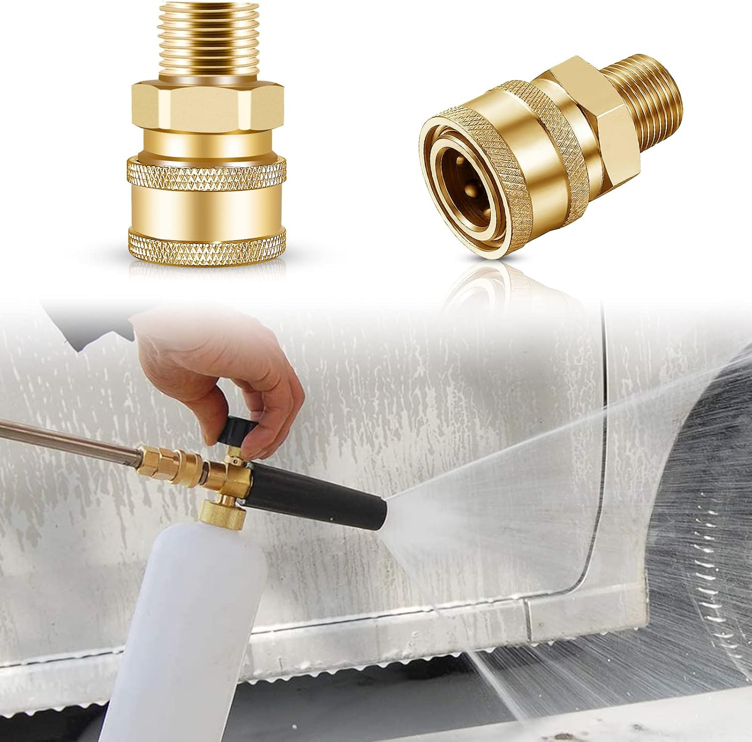 3/8 NPT Quick Connect Fittings – 2 Pcs 3/8 Inch Male Pressure Washer Quick Conne