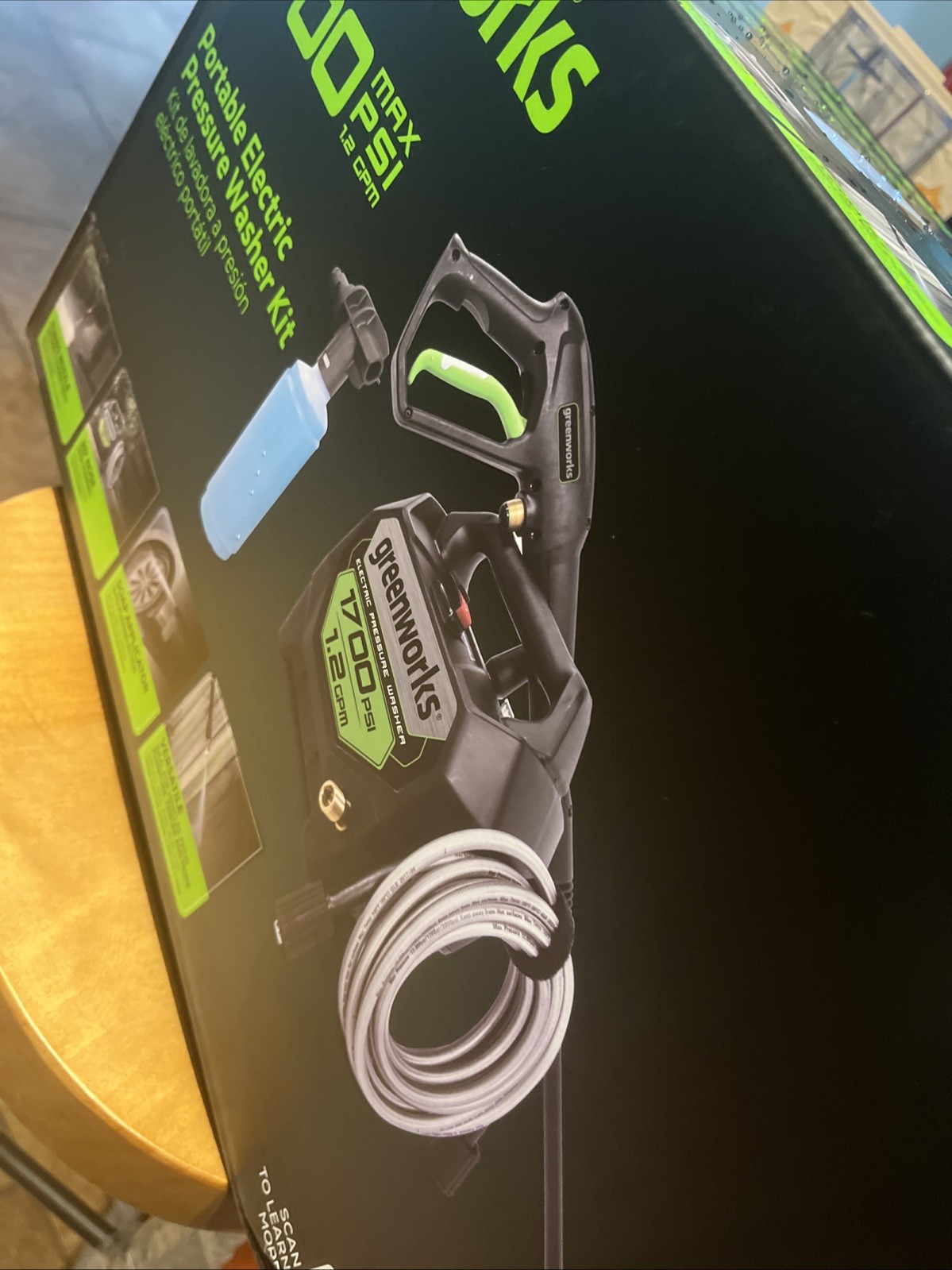 Greenworks 1700 Psi Hand-Carry Pressure Washer PW1603 20Ft Hose 35Ft Cord 2 Nozz