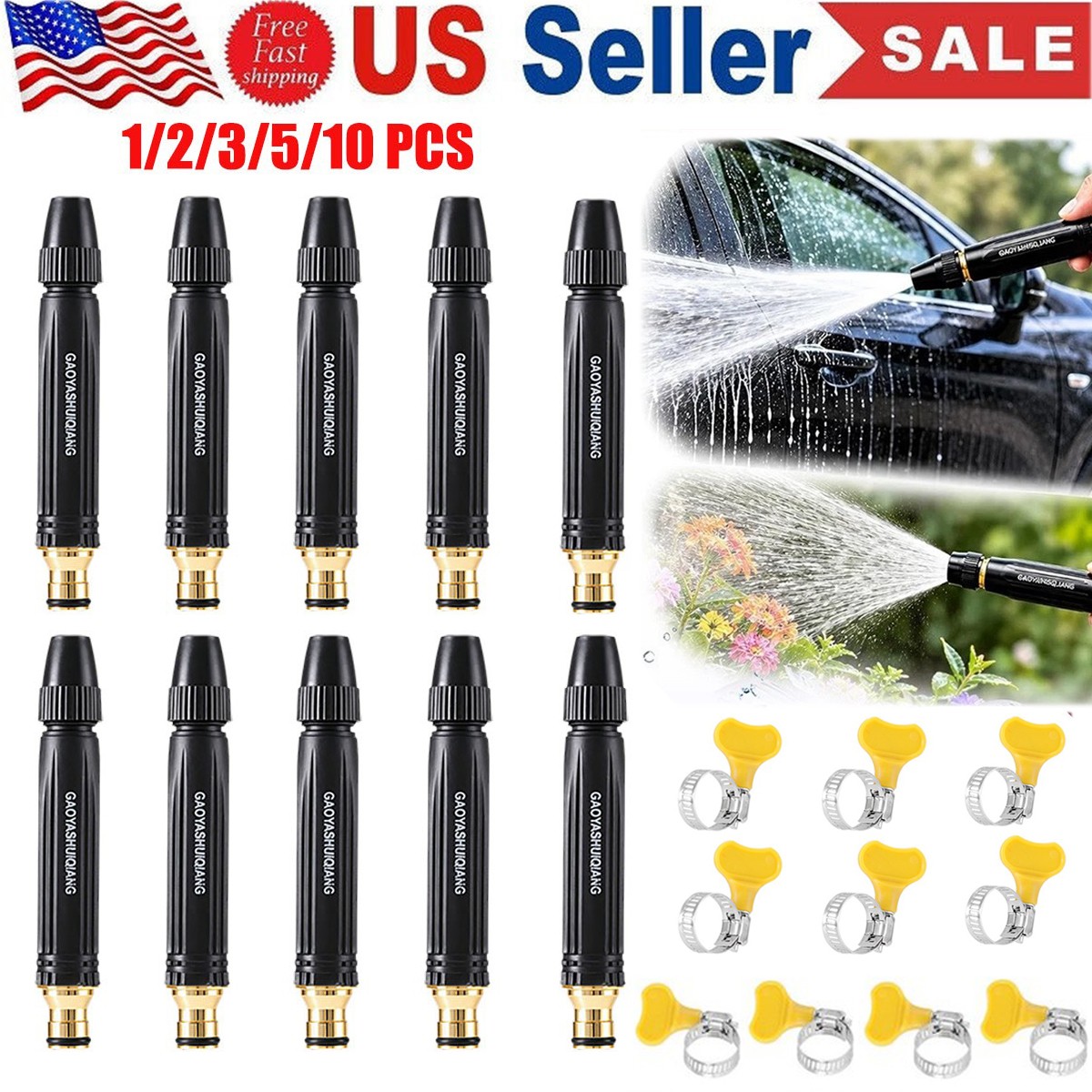 1-10PCS High Pressure Hose Nozzle Water Gun for Car Wash Garden Pressure Booster