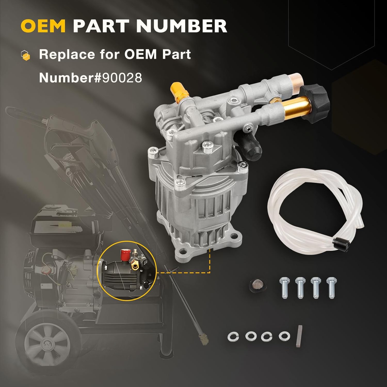 90028 Horizontal Pressure Washer Pump Kit Aluminum 2.4 GPM 3300 PSI Power 3/4″