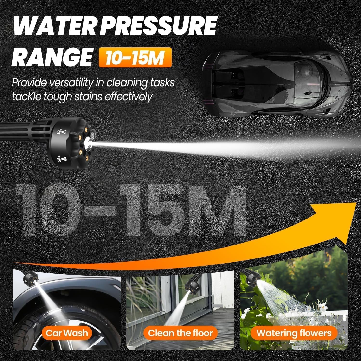 Cordless Pressure Washer 21V X2 Batteries | Battery Powered, Portable, 6-In-1 No