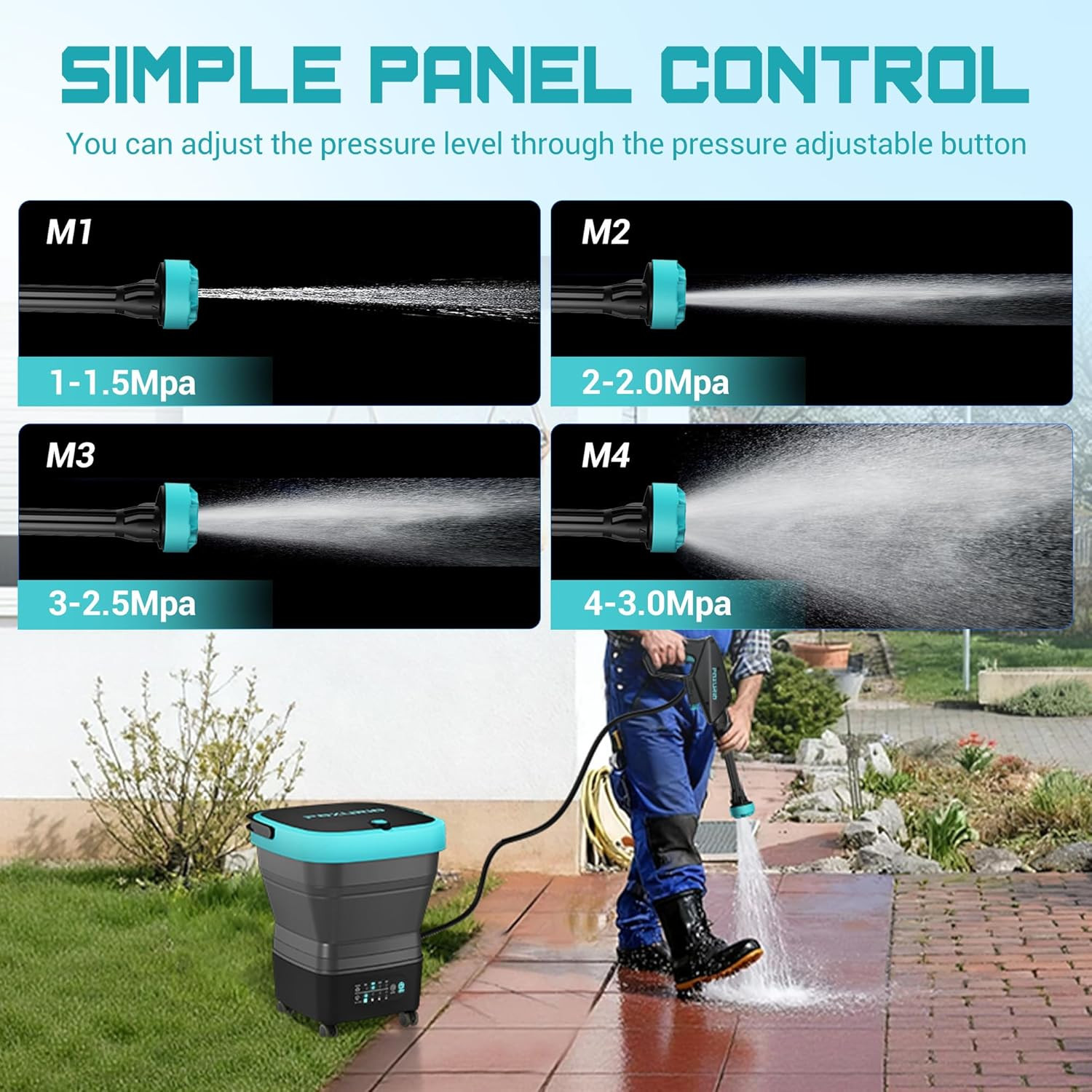 Cordless Washer,Foldable Washer with 4.5Gal Tank 10FT Hose