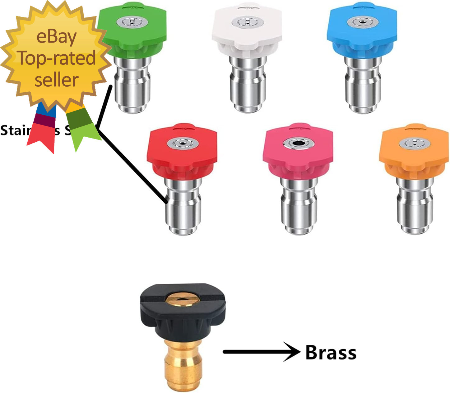 7 Pack Pressure Washer Spray Nozzle Tips Multiple Degrees 14Inch Quick Connect