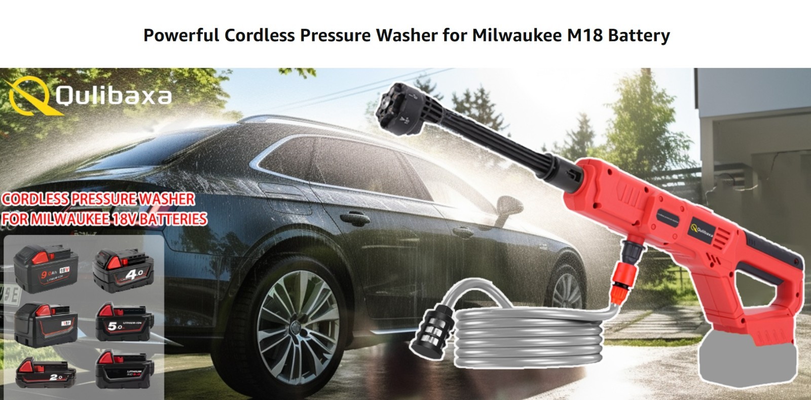 Cordless Pressure Washer for Milwaukee M18 Battery, 900 PSI Portable Power Washe