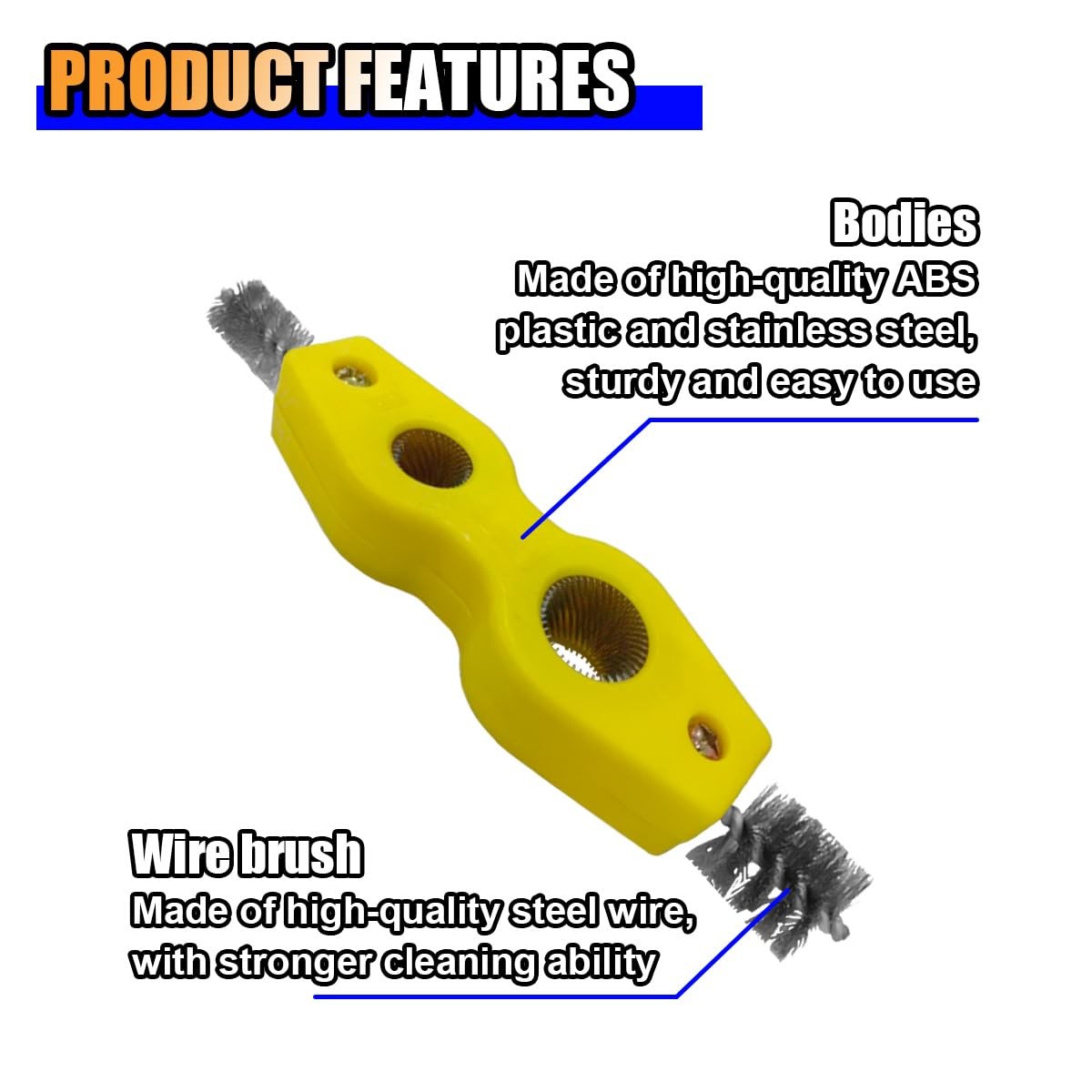 4 in 1 Car Battery Terminal Cleaner, Post 1PC, Yellow
