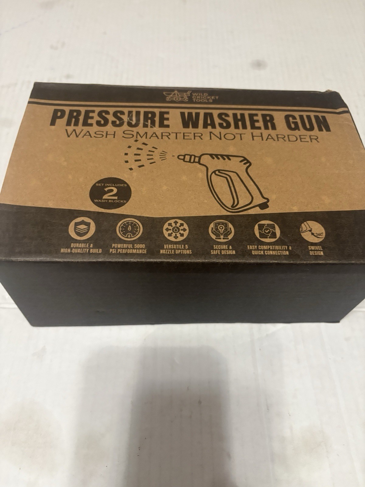 Wild Cricket Tools Short Pressure Washer Gun 5000 PSI w/ 5 Nozzles M22 3/8 QC