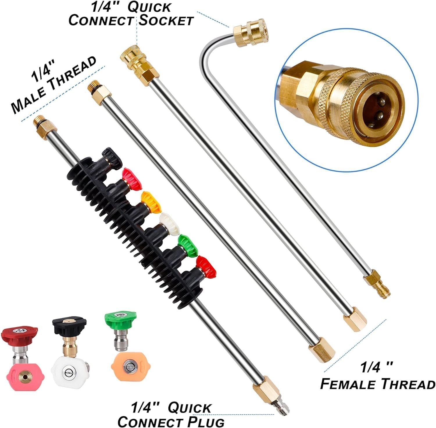Pressure Washer Extension Wand Set, Power Washer Replacement Lance with 6 Spr…