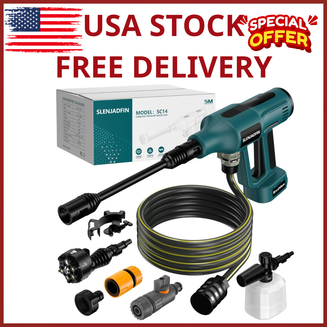 Cordless Pressure Washer for Makita 18V Battery Brushless Motor 6-in-1 Nozzle