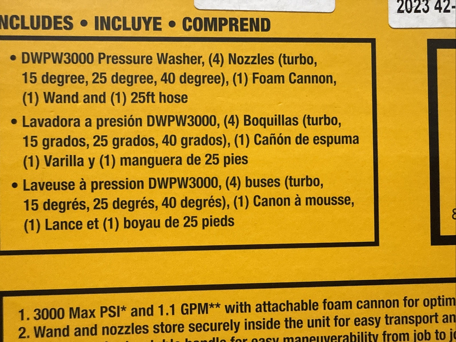 NEW Dewalt DWPW3000 3000 PSI Cold Water Electric Pressure Washer