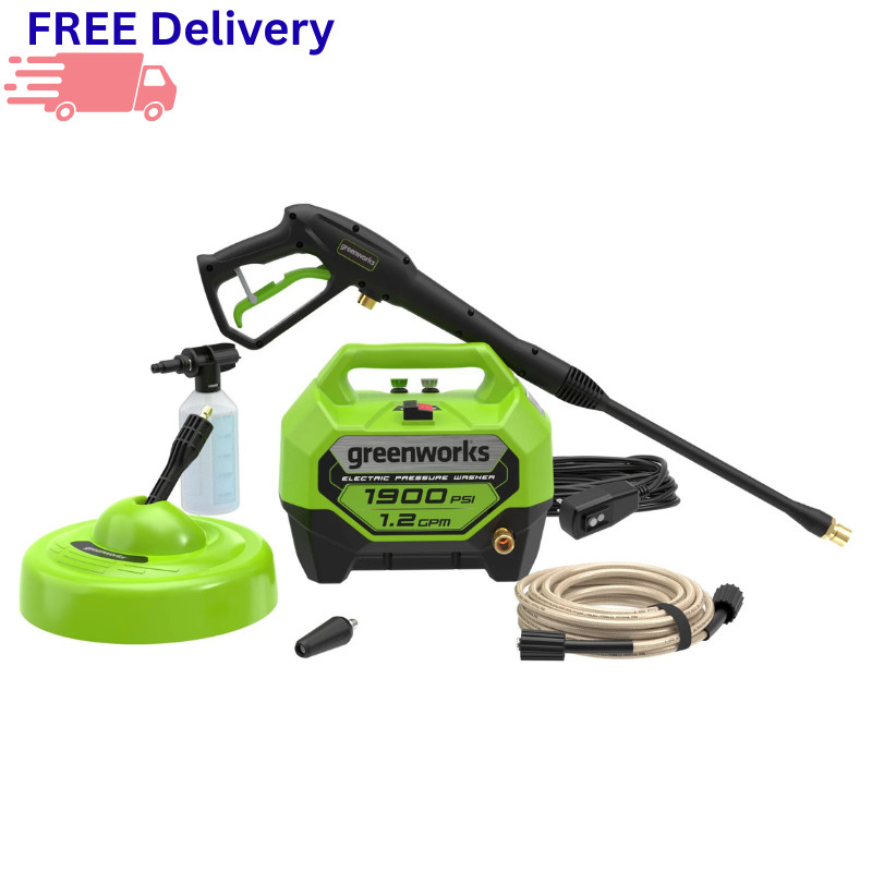 Greenworks 1900 PSI 1.2 GPM Electric Pressure Washer Combo Kit Surface Cleaner