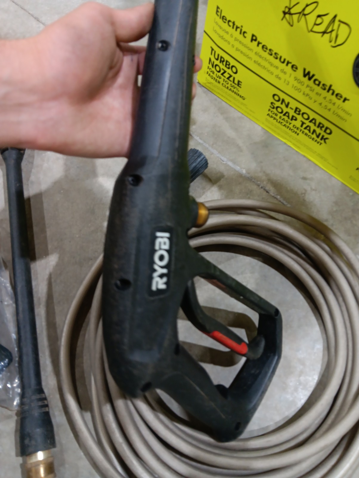 RYOBI 1900 PSI 1.2 GPM Cold Water Wheeled Corded Pressure Washer RY1419MT *READ*