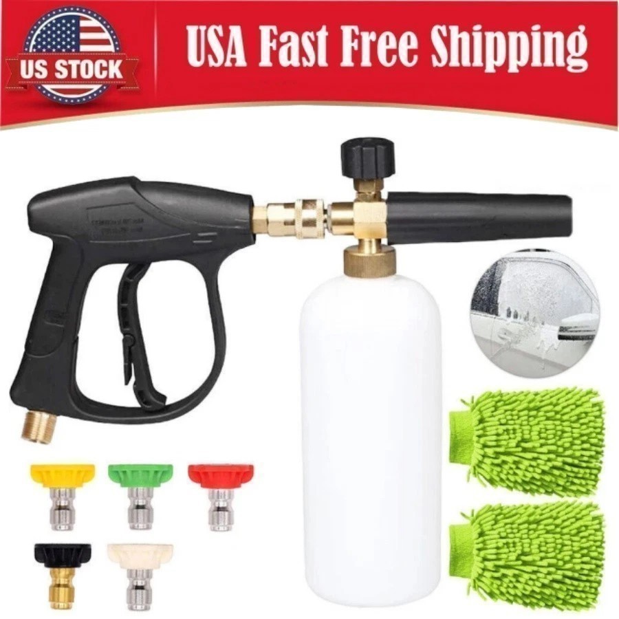 Pressure Washer Gun Car Wash Soap Lance Cannon Spray Jet Bottle Snow Foam Kit