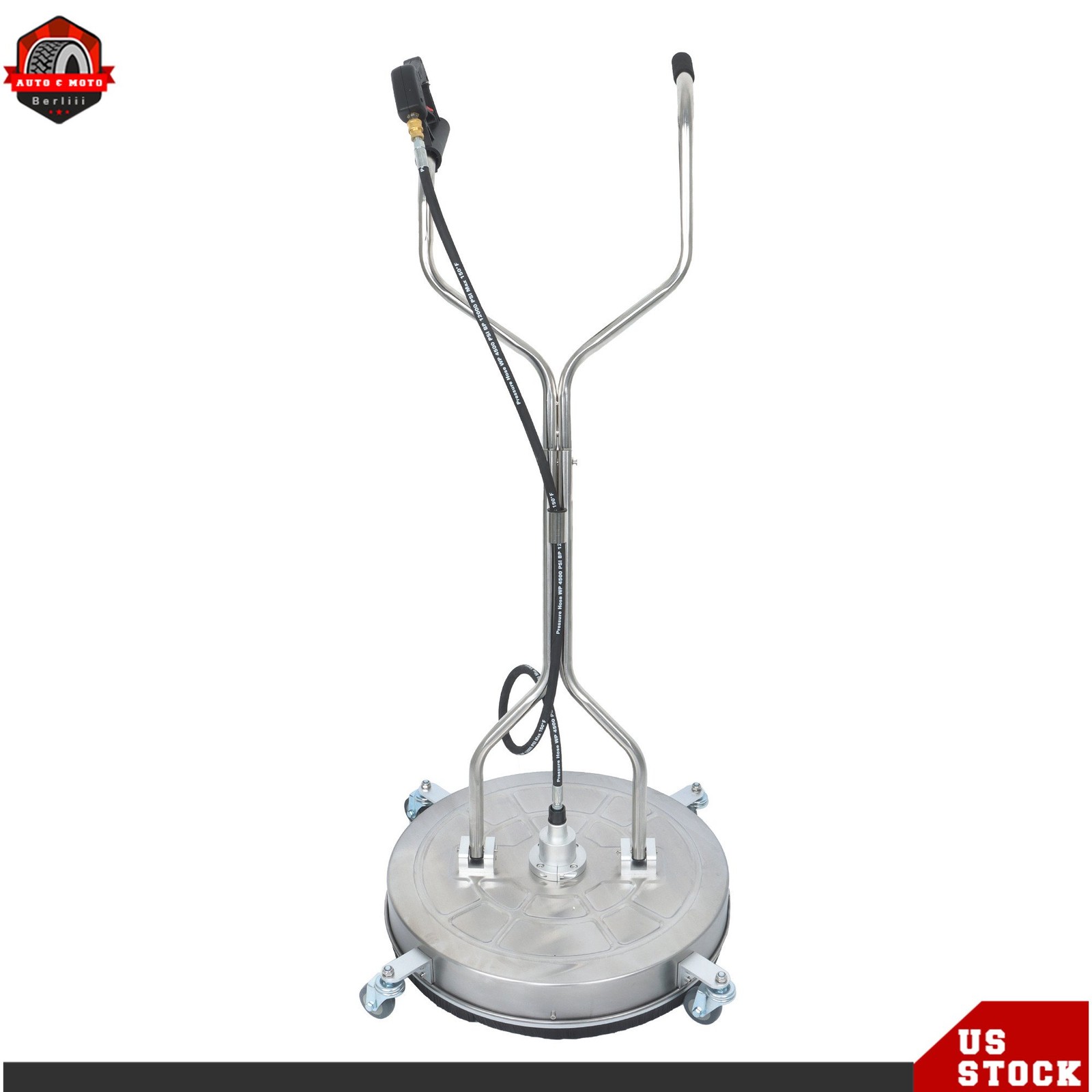 24″ Pressure Washer Surface Cleaner 6000 PSI w/ Handles & Wheels Quick Connect