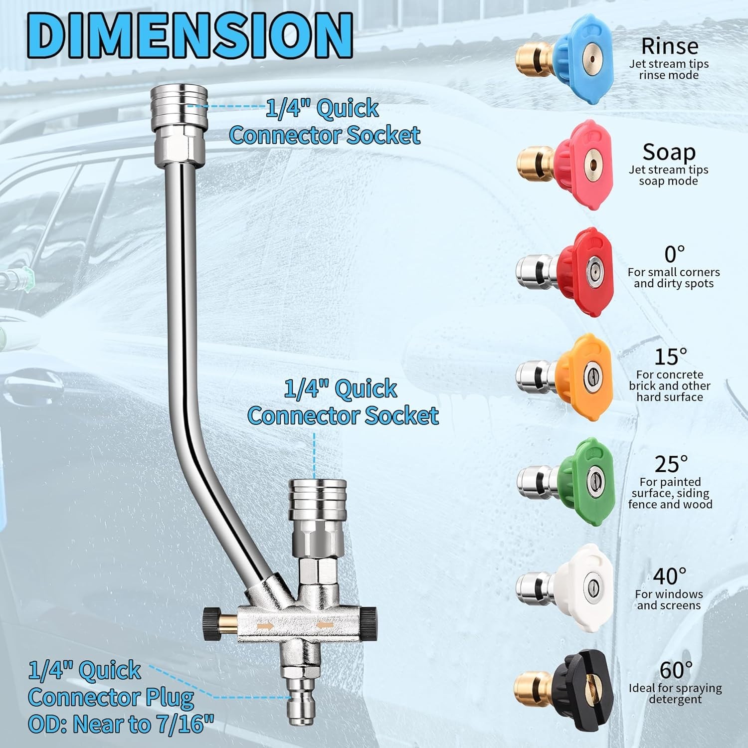 Compatibility Foam Cannon Dual Connector Pressure Washer Adapter 1/4 Quick Co…