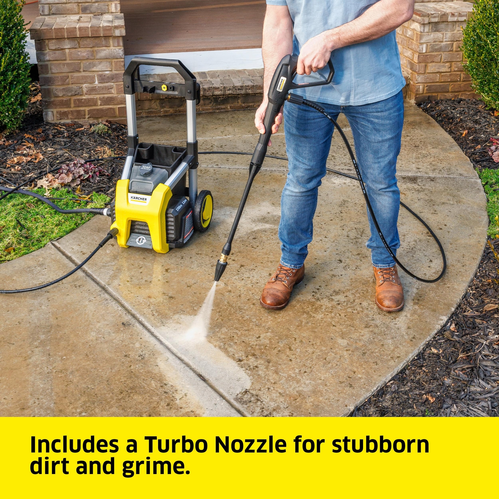 Kärcher Pressure Washer K1700, Max 2125 PSI, 3 Spray Nozzles, Detergent Tank