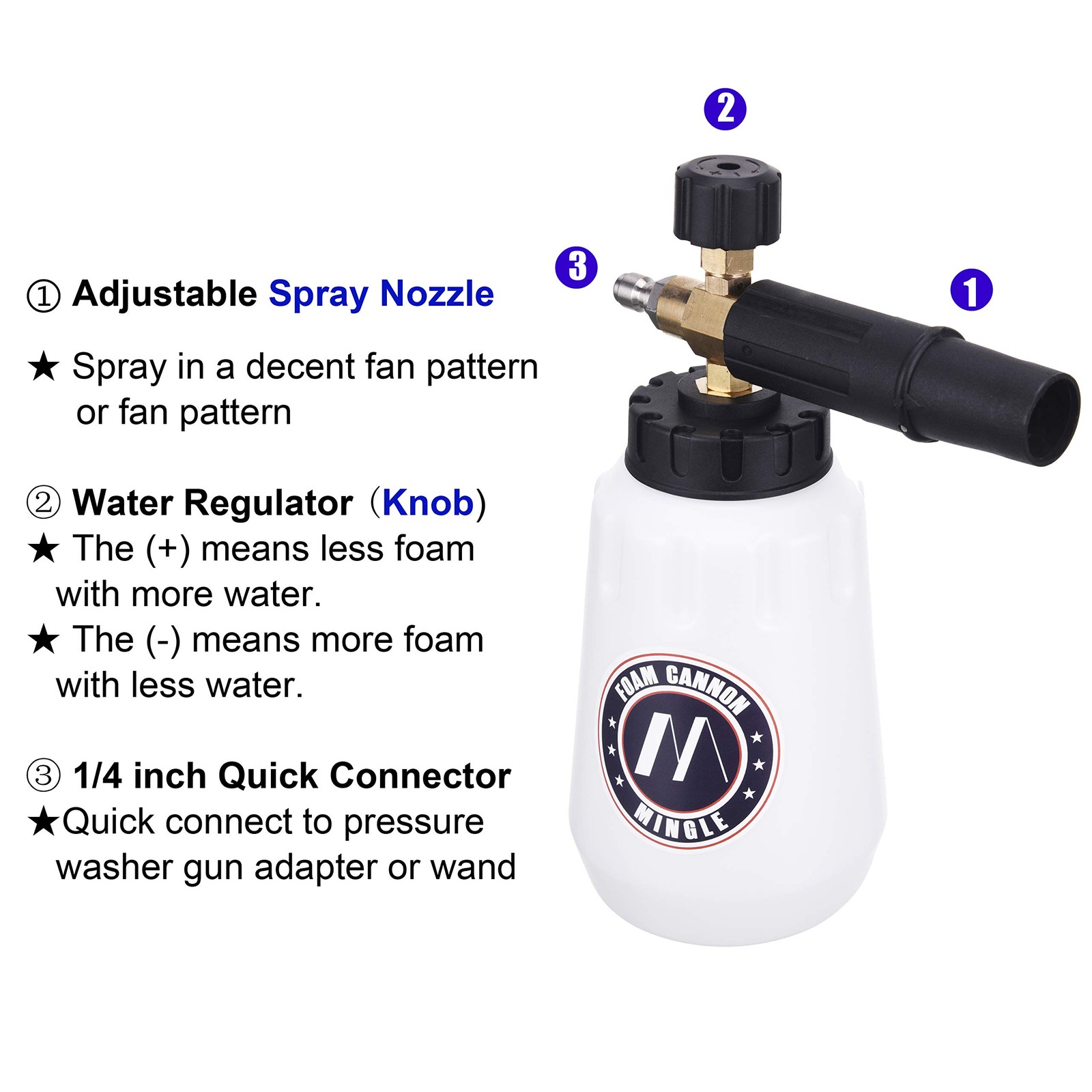 Foam Cannon, Compatible Karcher K2-K7, with 5 Nozzle Tips