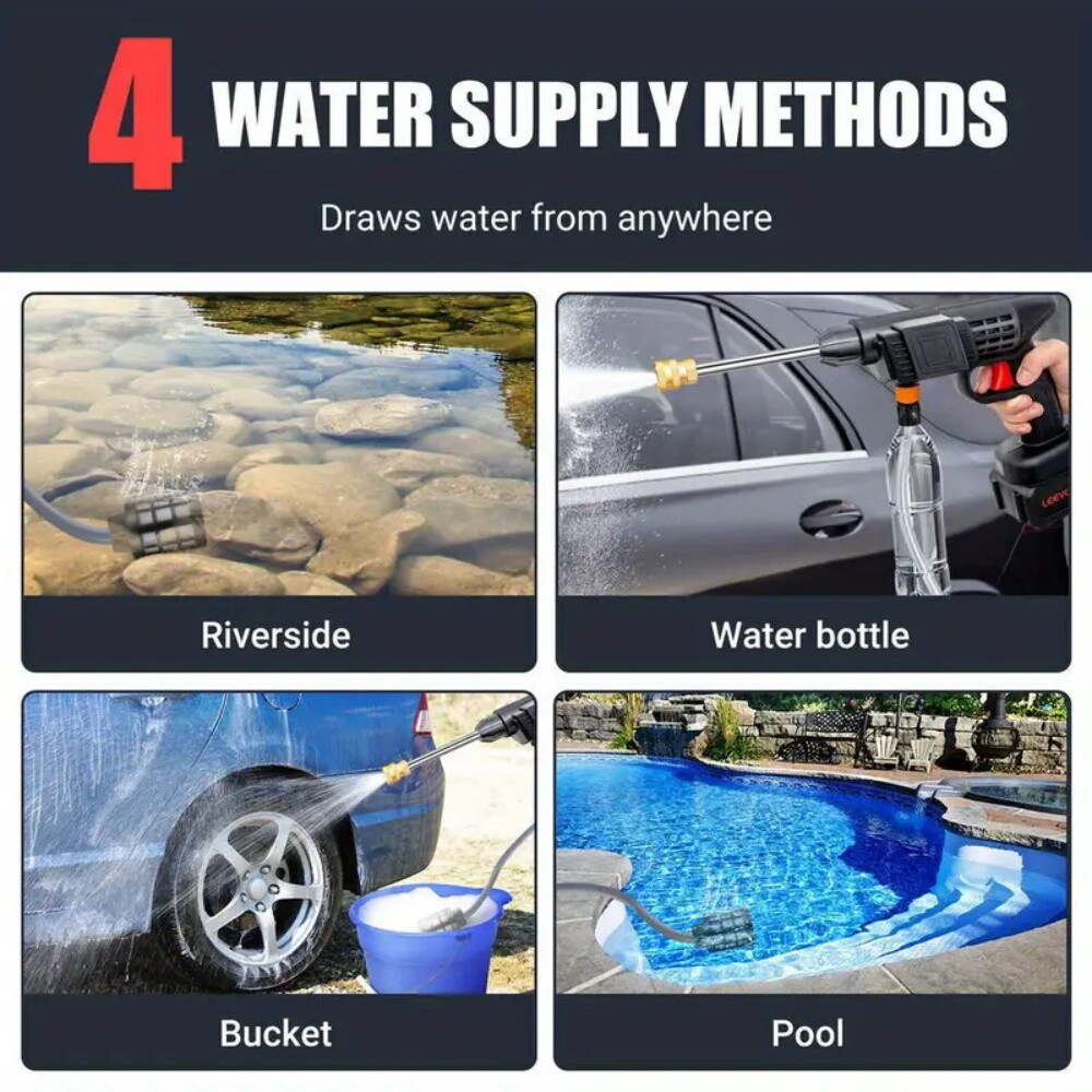 Cordless Electric High Pressure Water Spray Gun Car Washer Portable Cleaner Tool
