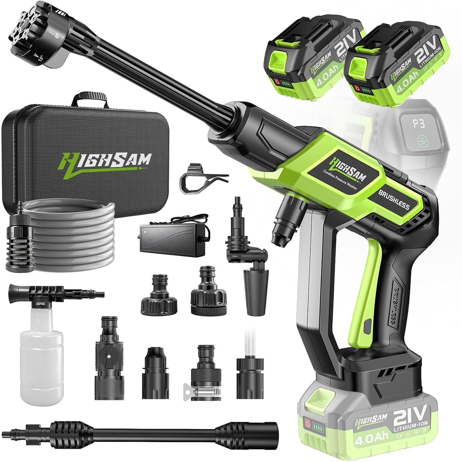 Cordless Car Washer with 2 Batteries, 6 Nozzles & 16.4FT Hose – Portable Tool