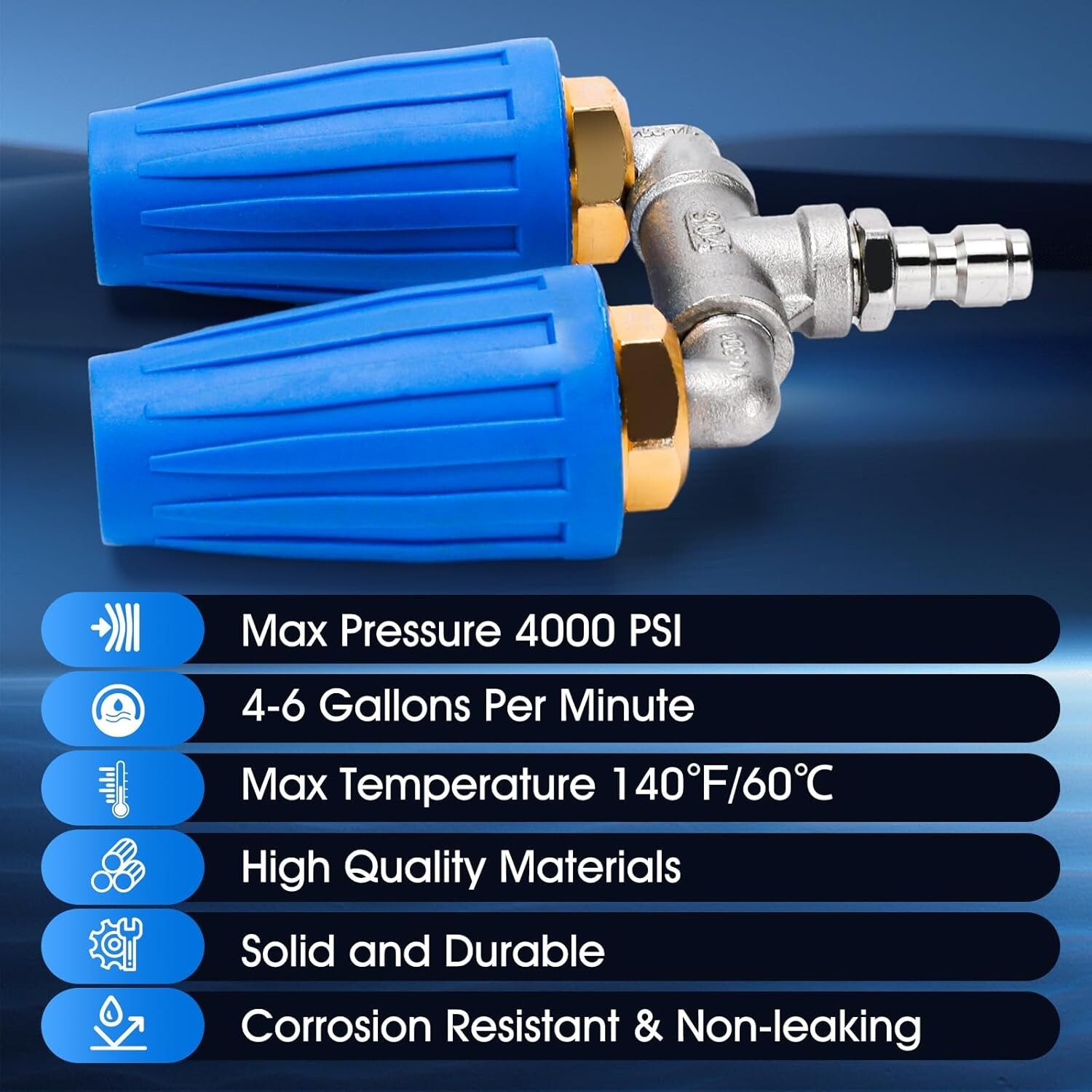 4000 PSI Dual Turbo Nozzle Pressure Washer 4-6 GPM 1/4″ Quick Connect Spray Tip