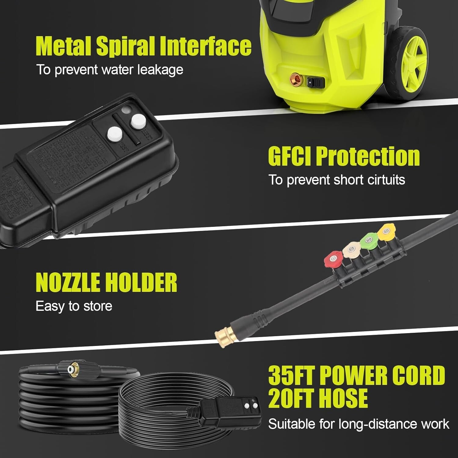 Electric Pressure Washer 4300 PSI Max 2.8 GPM Electric Power Washer With Wheels
