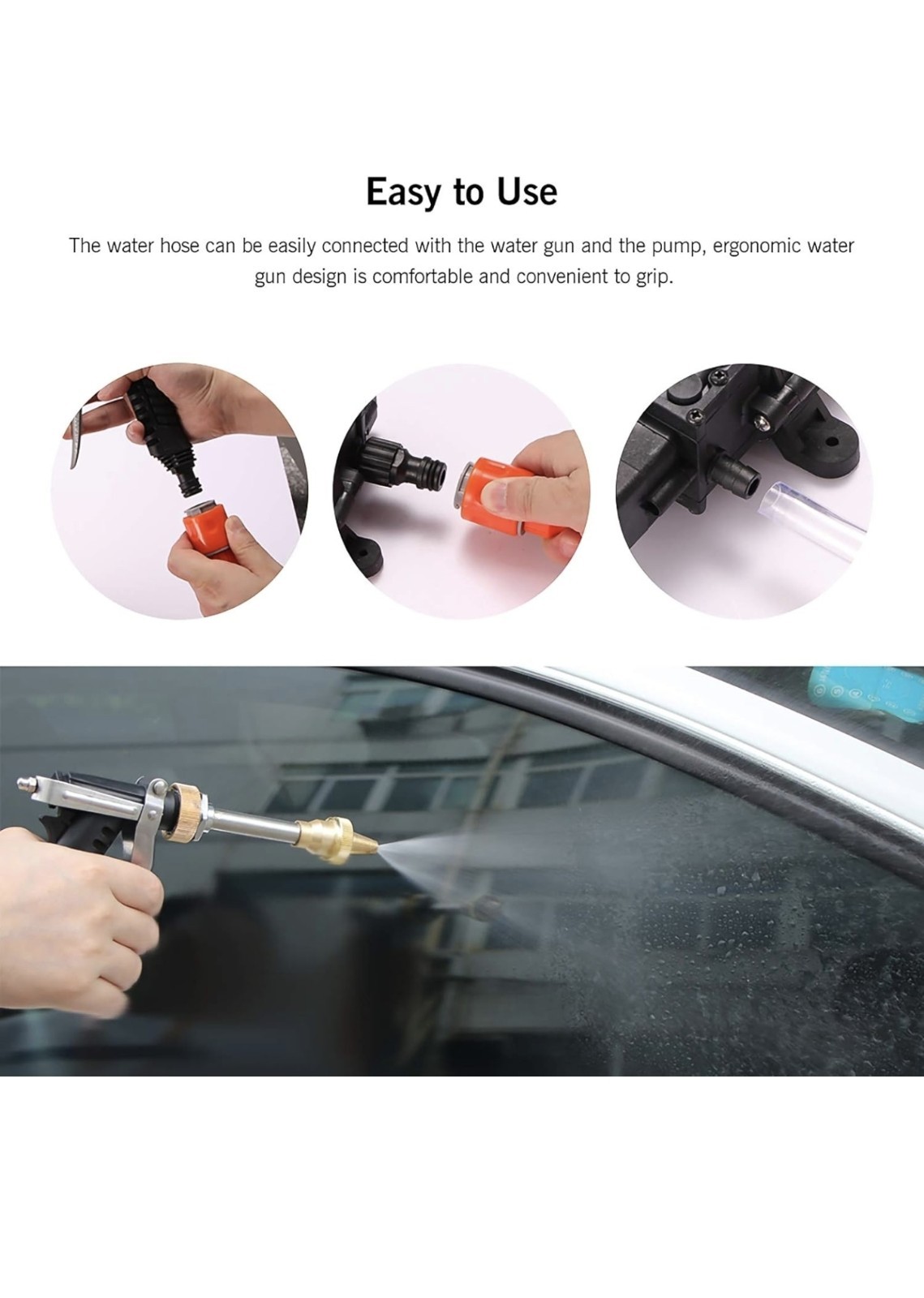 Car Washer Kit,100W Electrical Car Wash Pump Portable High Pressure 12V130PSI