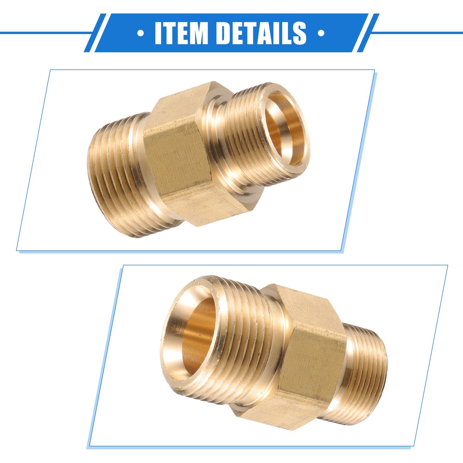 Pressure Washer Connector, M18x1 to M22x1.5 Male Adapter Brass Screw Hose Con…