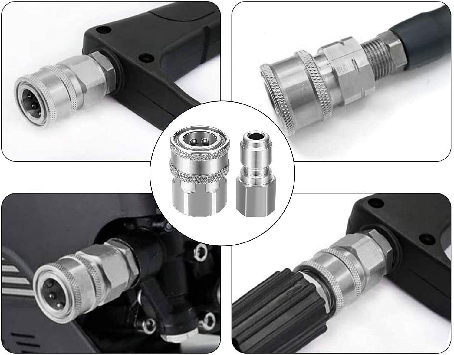 3/8 ”Inch Stainless Steel Male And Female Quick Connector Kit Pressure Wash