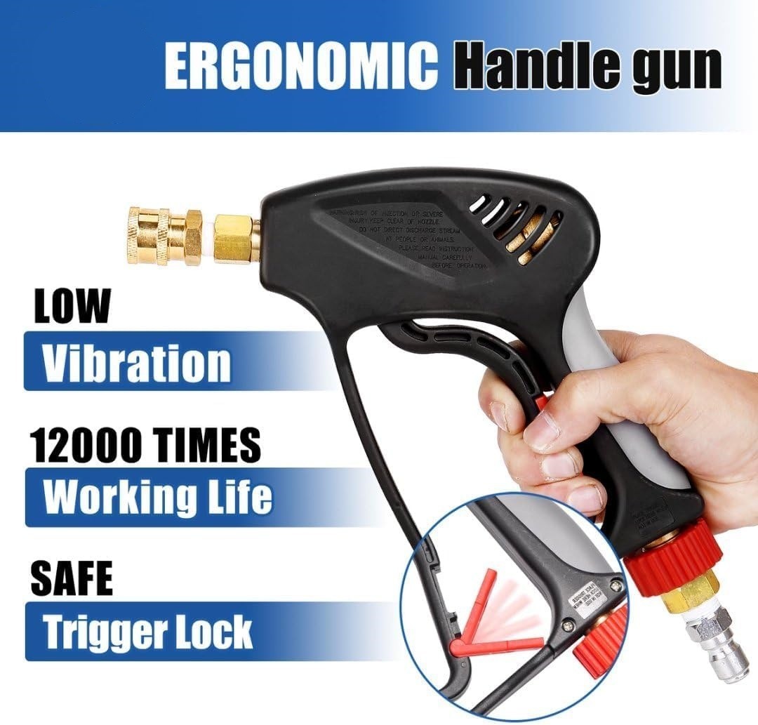 Pistola de lavado de alta potencia con conector giratorio de 3/8″ color negro US