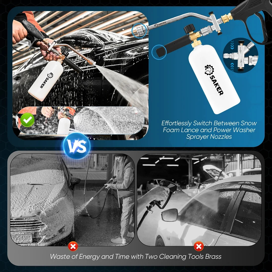 Saker Foam Cannon Dual Connector Accessory Pressure Washer Gun – Car Wash Etc.