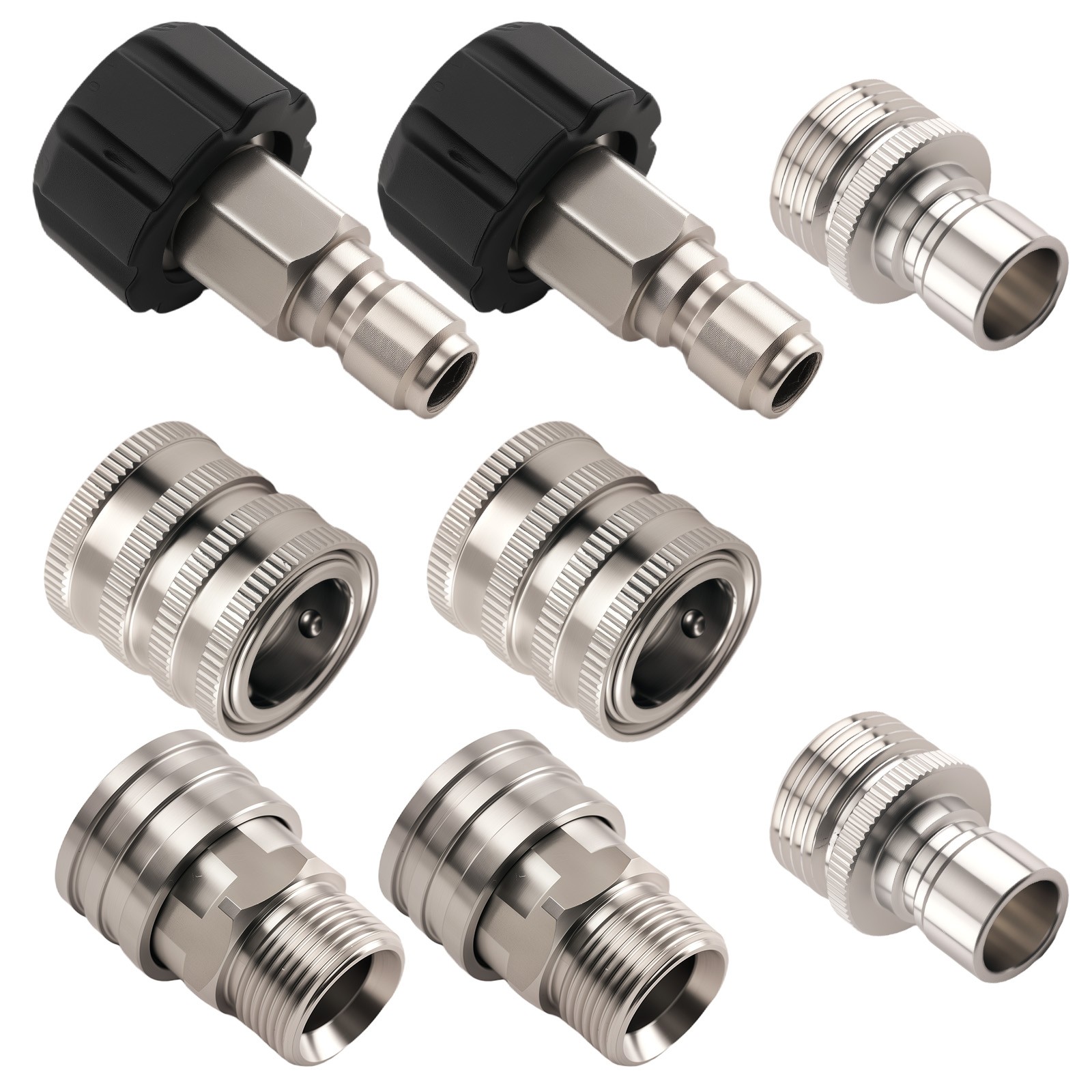 8PC Pressure Washer Quick Connect Adapter Kit M22-14mm Stainless Steel