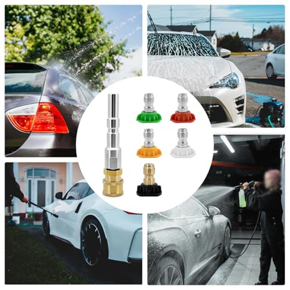 Pressure Washer Nozzle Set 0 15 25 40 60 Degree Tips For Clearing Pipe Blockages