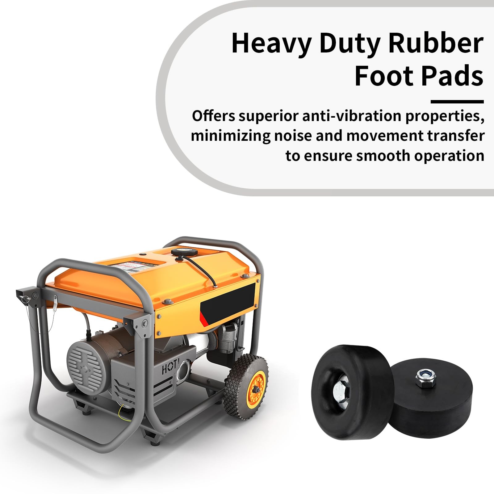2-Pack Heavy Duty Anti Vibration Rubber Foot for Generators, Pressure Washers, C