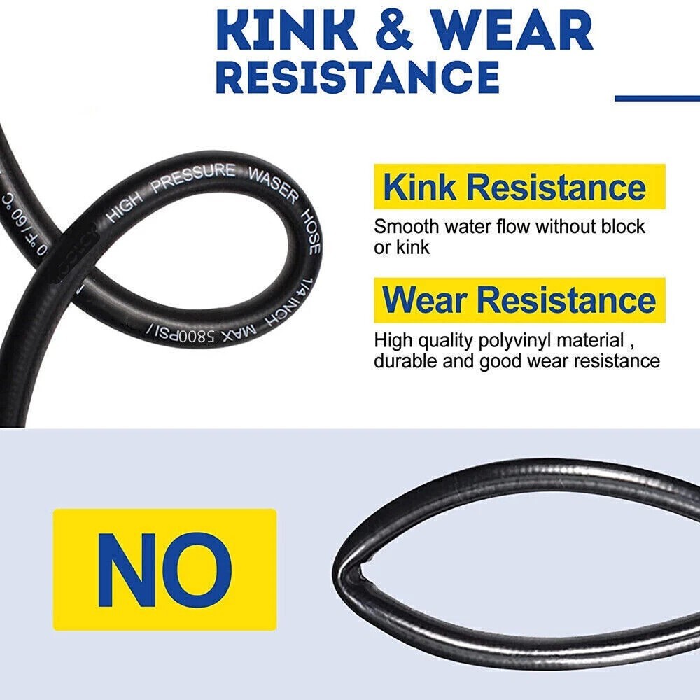 High Pressure Washer Hose 6m/20ft 5800PSI M22-14mm Power Washer Extension Tube
