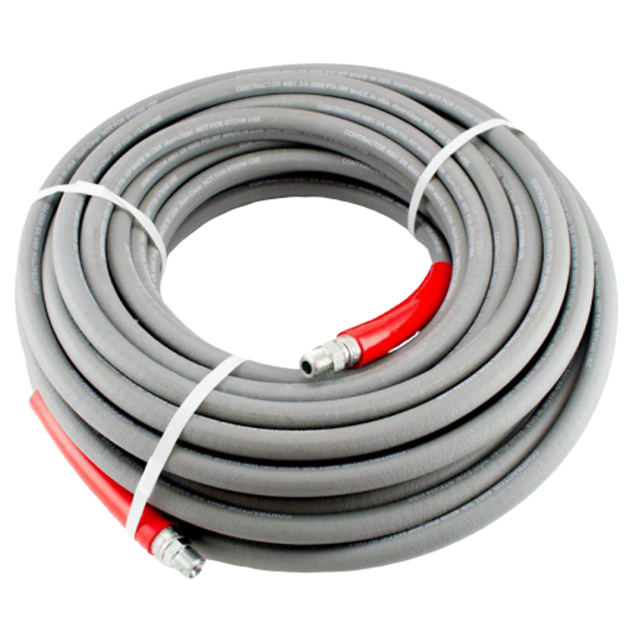 MTM Hydro 29.5216 KobraJet 50′ 6,000 PSI Non-Marking Grey Hose w/ Red Covers