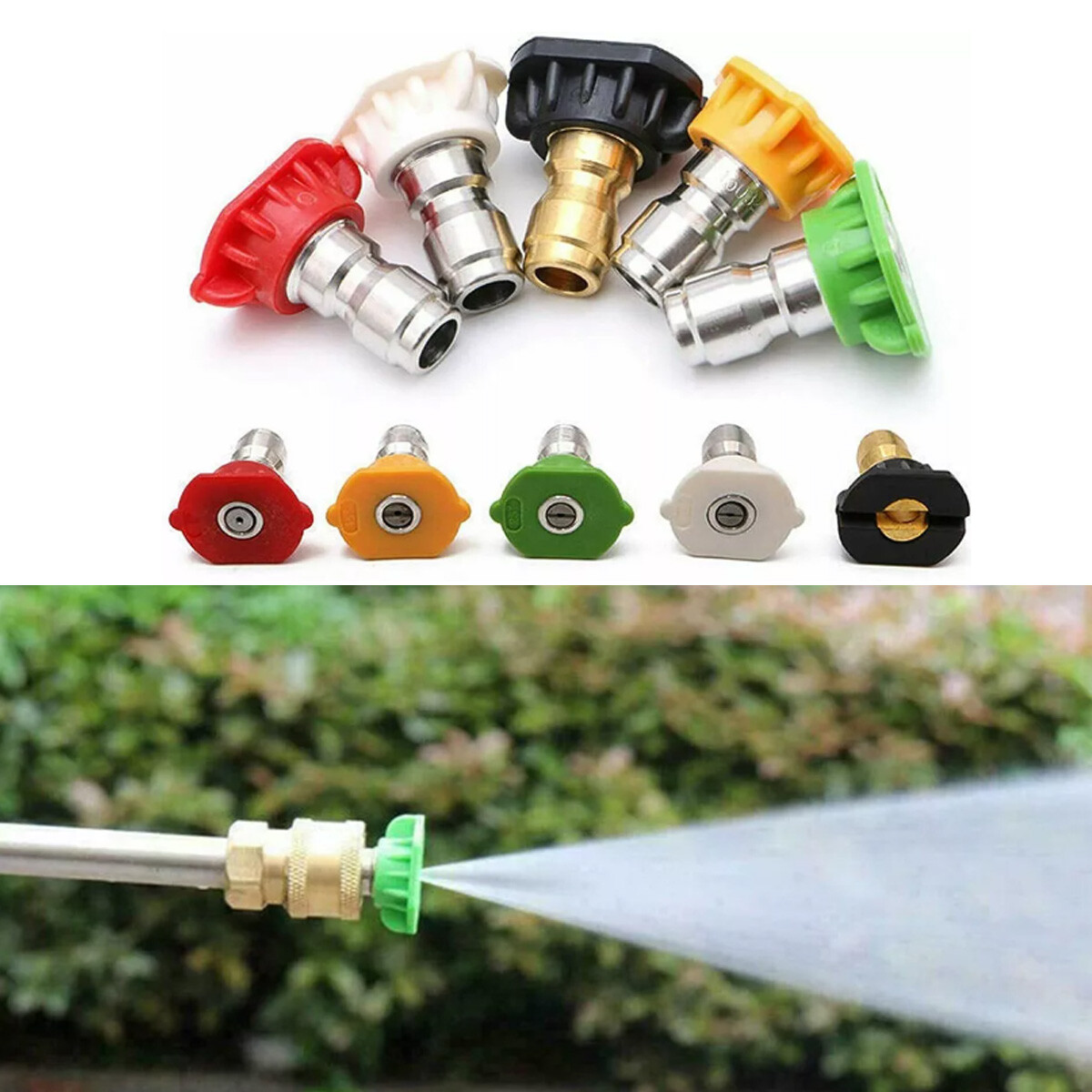 1/4″ 5X Pressure Washer Spray Nozzle Set Quick Connect High Power Tips US